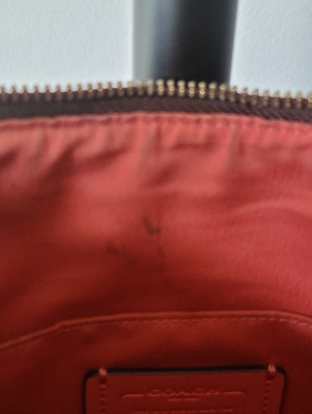 Coach Zip Shoulder Bag in Brown Signature Canvas & Pink (Coral) Leather #F29209 - Picture 16 of 16